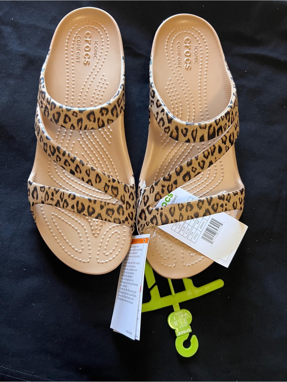 CROCS Women’s Leopard-Print Tan Slide Sandals